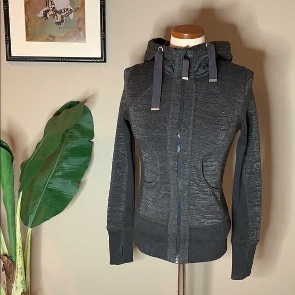Zella Full Zip Metallic Gray Hooded Jacket - Picture 2 of 16